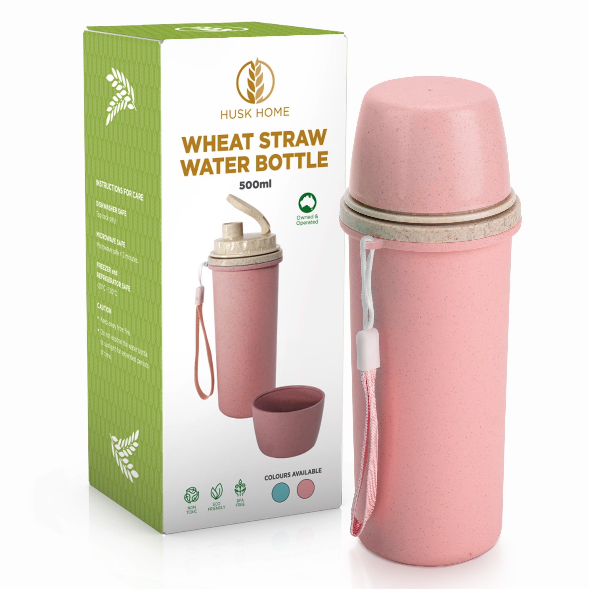 Wheat Straw Water Bottle - Pink
